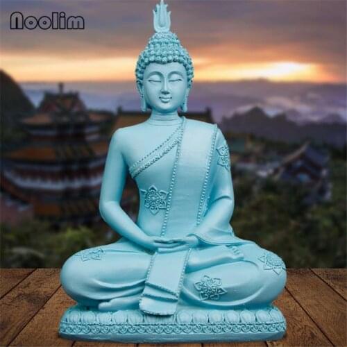 Blue Resin Buddha Statues Thailand Buddhism Sculptures Feng Shui Buddha Figurines Home Office Decor Craft Ornaments Gift