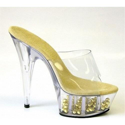 Style 6 Inch High Heel Sandals Fashion Women Dress Sexy Crystal Shoes Dancer Party Ladies Sphere Slippers