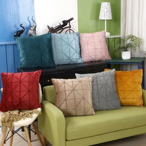 Household Supplies Modern Simple Nordic Cushion Cover Luxury Decorative Pillows Decorative Plaid Pillow Cover Suede Check Luxury