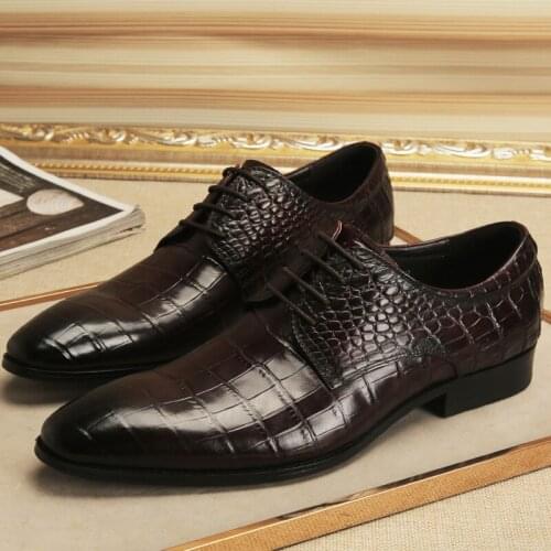 2020 Work Business Lace-Up Genuine Leather Men Shoes Breathable Formal Dress Male Office Footwear Mocassin Homme Black Wine