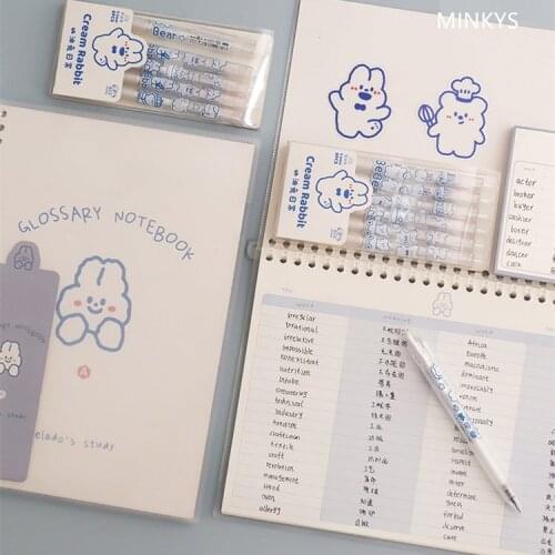 MINKYS New Kawaii Rabbit B5 Loose-leaf Refillable Vocabulary Word Book Foreign Languages Memory Study Notebook School Stationery