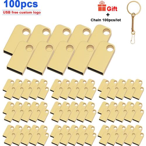 100pcs/lot Tiny Metal USB 2.0 Stick High Speed 4GB 8GB 16GB 32GB 64GB Real Capacity Pendrive Flash Drive Memory Stick Free Logo