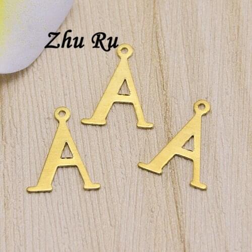 20pcs/lot zhu ru copper 14*11mm English letter A initials name Word component Pendant Charms Findings for DIY Necklace