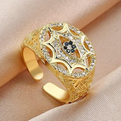 2021 New Arrivals Ladies Fashion Personality Sun Flower Eye Ring Simple Fashion Micro Pav Zircon Delicate Jewelry