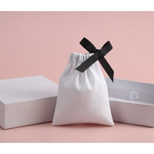 50pcs White Cottton Jewelry Bag Custom Size Print Logo Wedding Party Gift Pouches Gift Bag Jewelry Packing Display Organizer