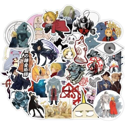 50pcs/set Anime Fullmetal Alchemist Stickers Cosplay Accessories Prop PVC Waterproof Cartoon Decal Sticker