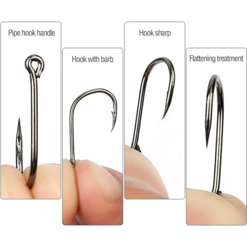 50pcs Fishing Hooks Set Coating High Carbon StainleBarbed Single Circle Carp Hook Steel Fishing Hooks Sea Tackle Accessories