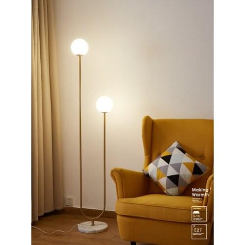 White glass shade floor lamp good quality white glass brass color G4 for hotel project