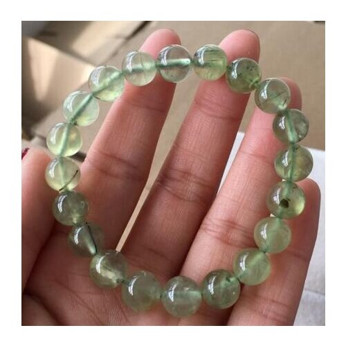 Free shipping 9.5-9.8mm Natural Green Grape Green Rutilated Quartz Crystal Bracelet