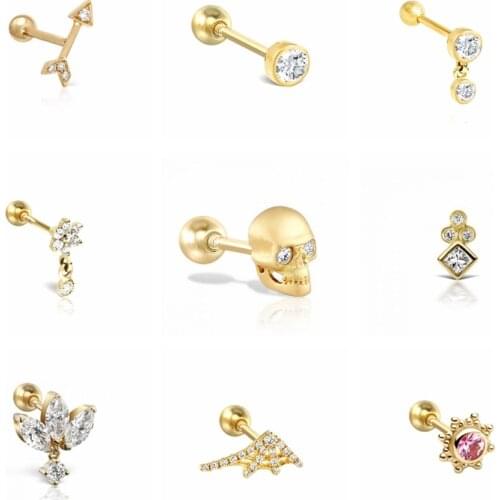 BOAKO 1pcs Pendientes Plata 925 Earrings For WomenMini Skull Earrings Dangle Gold/Silver Jewelry Ear Piercing Серьги #3.9