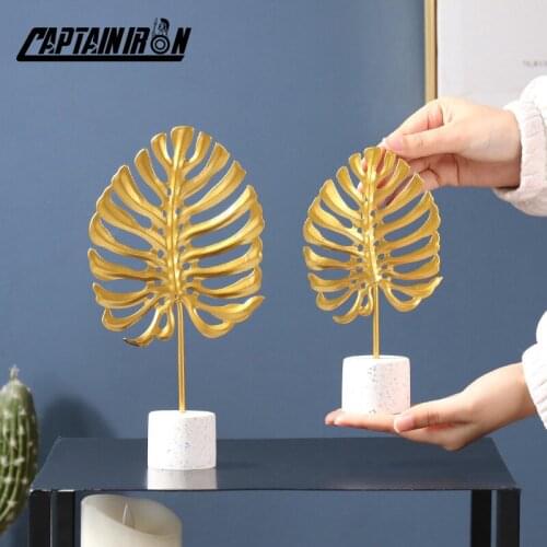 CAPTAINIRON Ginkgo Turtle Leaves Figurines Crafts Iron Ornament Plant Metal Decoration Tree Leaves Model for Office Home Decor