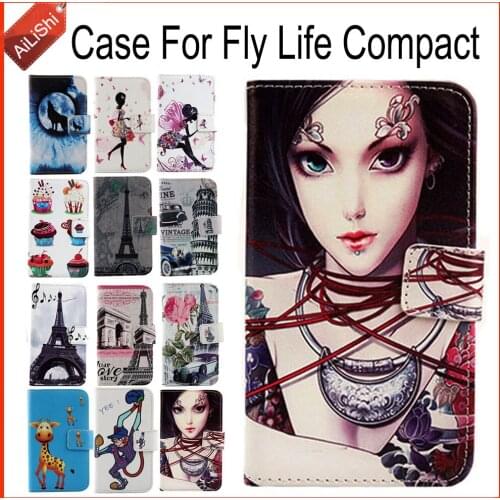 AiLiShi Case For Fly Life Compact Luxury Flip PU Leather Case Life Compact Fly Exclusive 100% Special Phone Cover Skin+Tracking