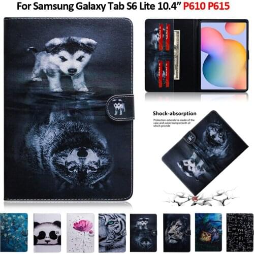 Color Pattern Tiger Lion Wolf Tablet Case For Samsung S6 Lite P610 P615 Cover Funda For Samsung Galaxy Tab S6 Lite Case Coque