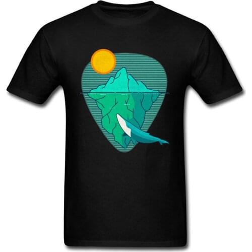 Humpback Whale Under The Iceberg Pure Cotton T-Shirt for Men Short Sleeve Tops T Shirt Classic Summer Crewneck Tee-Shirt Family