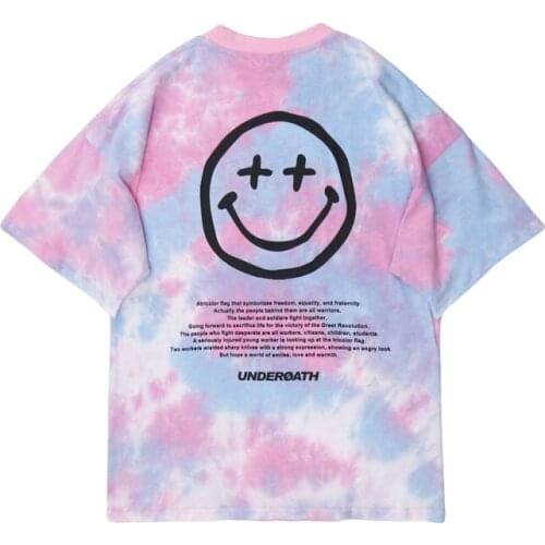 SEVEYFAN 2021 Mens Fashion Tie Dye Cartoon Printed Tees Hip Hop Oversize Tees Summer Short Sleeve Cotton Tops for Male