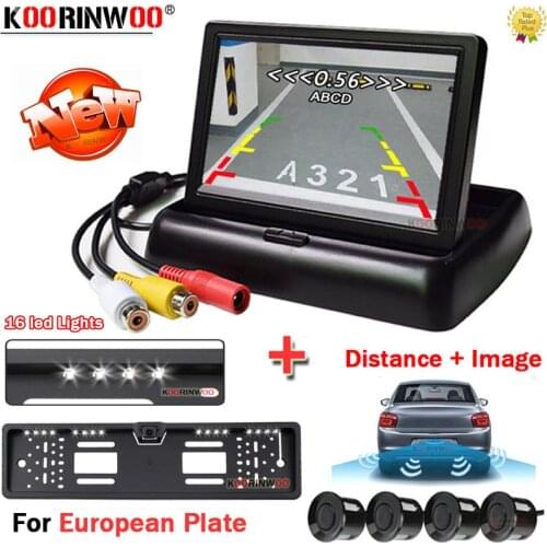 Koorinwoo Parkmaster Full kit Without wire Car Sensors With Camera 16 leds For Wide Angle Parking license plate Car accessories