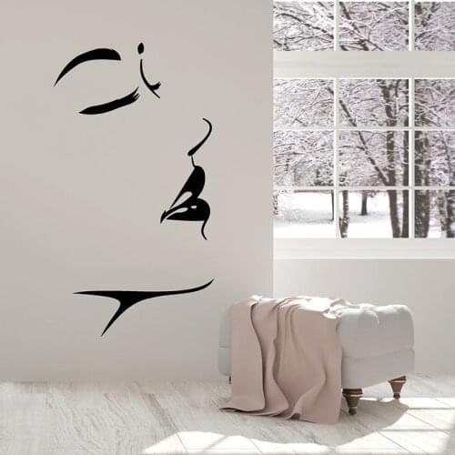 Beautiful Woman Face Wall Decal Abstract Female Makeup Studio Beauty Salon Interior Decor Vinyl Window Stickers Wallpaper E426