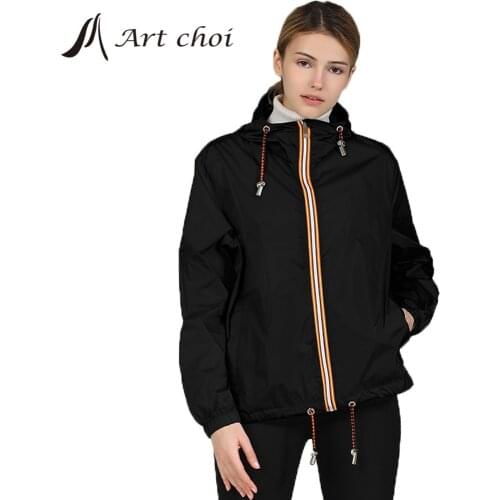 2020 Women Hooded Jackets Causal Windbreaker Spring Autumn Zipper Lightweight Outdoor Sports Coats Windproof Sweatshirt Outwear