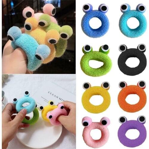 Cute Plush Hair Rope Frog Hair Ring Towel Hair Tie Rubber Band Elastic Hair Scrunchie Rubber Bands Gum Soft Hair Rope Access