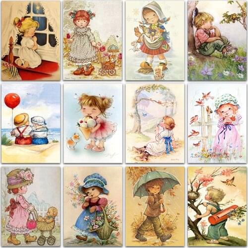 5D Diamond Painting Kit Cartoon little girl boy Couple Full Square&Round Diamond embroidery Cross stitch Diamond mosaic Paint