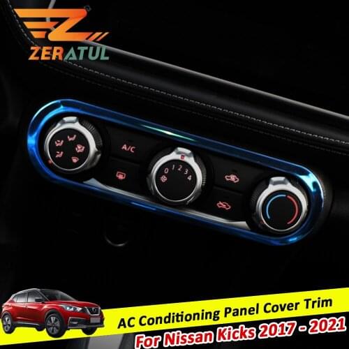 Zeratul Auto Stainless Steel Car AC Air Conditioning Panel Cover Trim Air Knob Sticker Accessories for Nissan Kicks 2017 - 2021