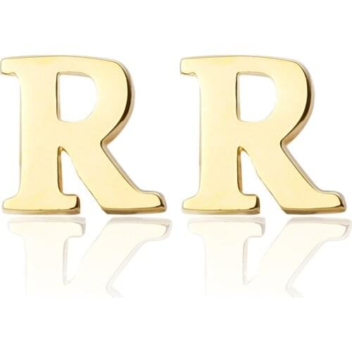 New Brand gold A-Z letter R Shirt Cufflinks for Men Jewelry Wedding Groom Alloy Cuff Links French Business Abotoaduras Gift