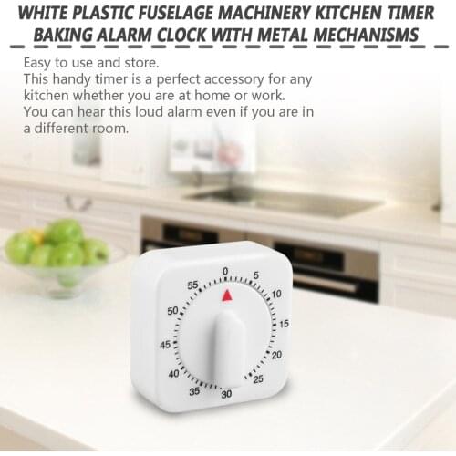 New Kitchen Timer White Plastic Body With Metal Mechanisms 60 Minutes Food Baking Alarm Clock Kitchen Cooking Timer