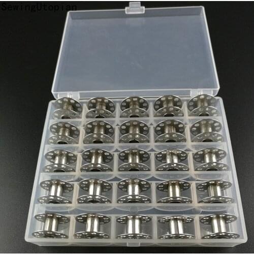 25Pcs/Set Empty Bobbins Sewing Machine Plastic Case Storage Box for Sewing Machine Spools with Thread Storage Case Sewing Tools
