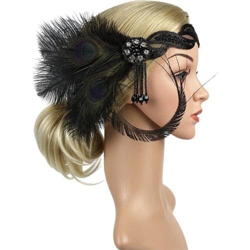 Women Peacock Feather Headband Headpiece Party Costume Dance Hairband Females Hair Accessories повязка на голо 2020