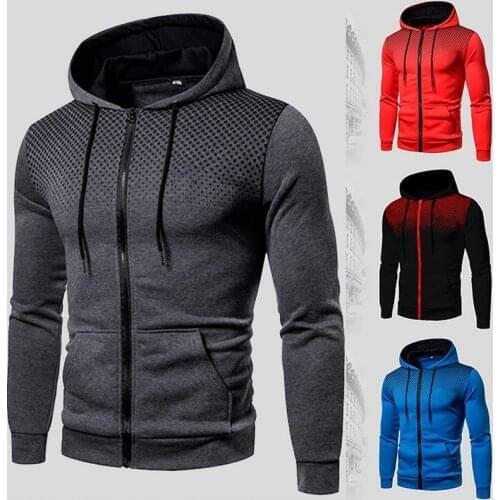 Hip Hop Zipper Hooded Sweatshirts Mens Casual Solid Hoodies Sweatshirts Male Brand Streetswear Coats Warm Red Black 2021