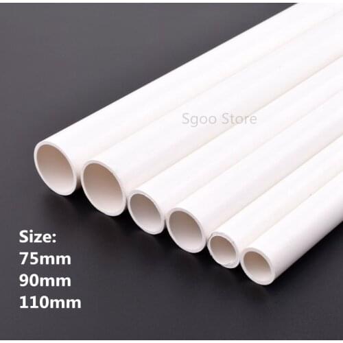 1pc Length 50cm Outer Diameter 75/90/110mm PVC White Pipe Aquarium Fish Tank Tube Garden Irrigation Watering Fittings