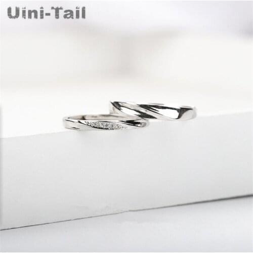 Uini-Tail hot sale new 925 sterling silver fashion together love couple open ring simple personality sweet high quality jewelry