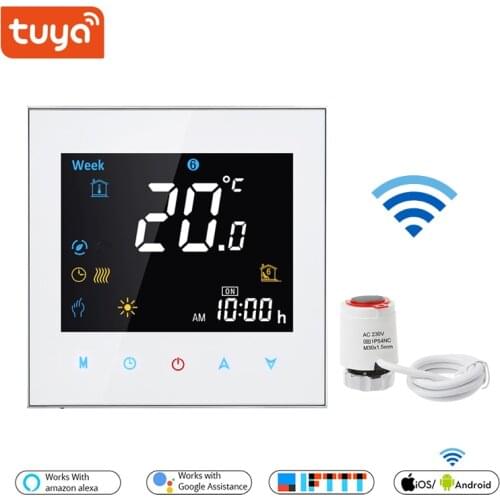 WiFi Smart Thermostat Colorful Display For 3A Water Floor Heating With Electric Actuator for Manifolds and Valves Normally Close