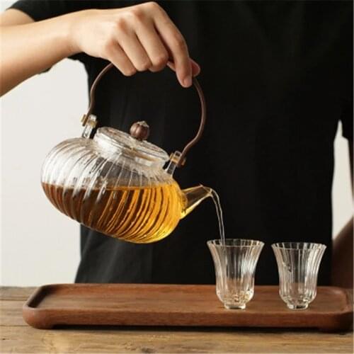 High Borosilicate Black Tea Brewing Device Beam Pot Tea Set 2020 New Glass Teapot Heat-resistant Glass with Strainer Pumpkin Pot