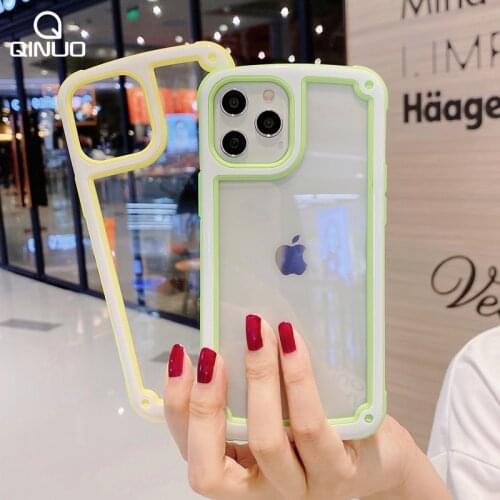 Candy Color Clear Phone Case For iPhone 12 Mini 11 Pro Max X XR XS Max 6 6S 7 8 Plus SE 2020 Shockproof Bumper Transparent Cover
