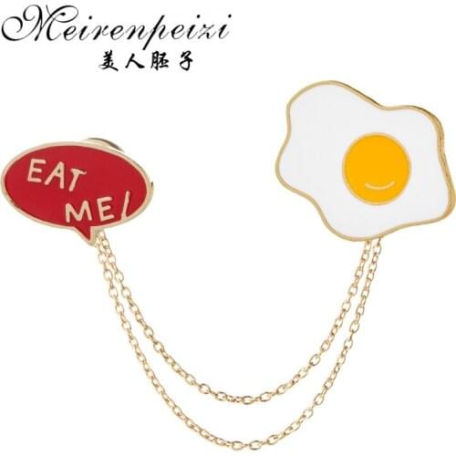 2Pcs Enamel Brooch For Women Cute Egg Letter Brooch Pins Chain Shirt Lapel Pin Collar For Women Girl Scarf Pins Brooches