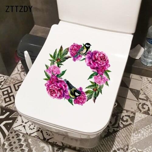 ZTTZDY 24×23CM Delicate Peony Wreath Bedroom Wall Decoration Classical Bathroom Toilet Stickers T2-1086