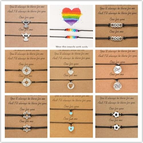 2pcs/set 2021 New Style Card Bracelets Trendy Friendship Bracelet Set Stainless Steel Handmade Braided Birthday Gift Jewelrys