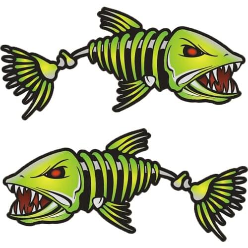 2 Pieces Fish Teeth Mouth Stickers Skeleton Fish Stickers Fishing Boat Canoe Kayak Graphics Accessories