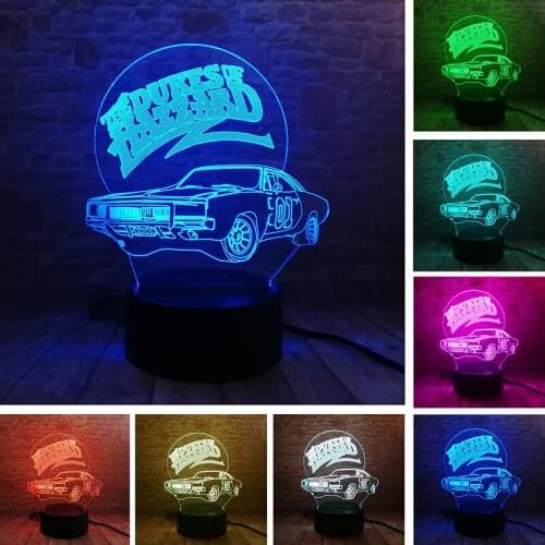 The Dukes of Hazzard Figure 3D Illusion Nightlight LED Colour Change Touch Flash Light Desk Lamp Car Model Toys