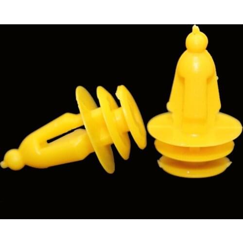 50Pcs Car Door Panel Trim Fastener Clips Retainer Rivets For Hyundai Kia 9mm Hole Yellow Plastic Clamp