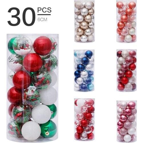 6cm/30pcs Christmas Decoration Transparent Ball Christmas Ball Set Christmas Tree Pendant