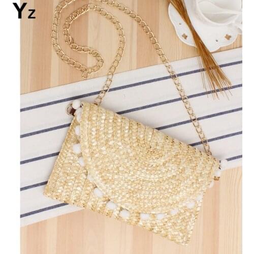 Aaby 2021 Handmade Bali Beach Bags Women Summer Island Straw Knitted Handbag Crossbody Wicker Bag Woven Flap Clutch