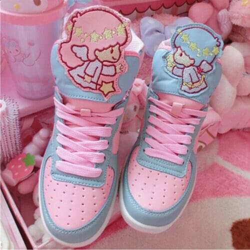 Anime Harajuku Cute Lolita Womens Little Twin Star High Top Shoes Casual Cartoon
