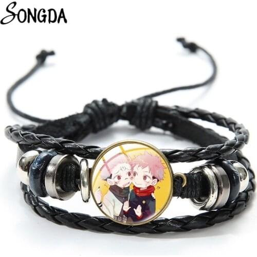 Anime Jujutsu Kaisen Bracelet Art Photo Fashion Decorative Glass Pendant Wrap Leather Wristband For Women Men Jewelry Gift