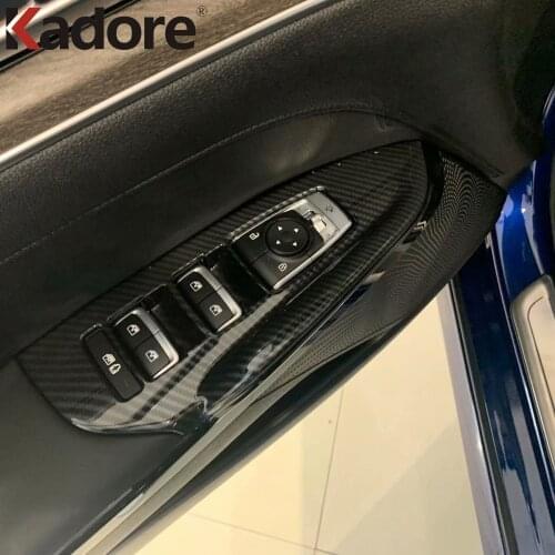 For Kia Optima 2021 2022 Carbon Fiber Window Lift Switch Button Cover Trims Door Armrest Panel Frame Interior Accessories