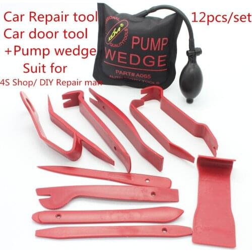 Car Door Panel Remover Tool 12pcs Auto Removal Trim Fastener Disassemble Vehicle Refit Clip Panel Trim Tool with pump wedge