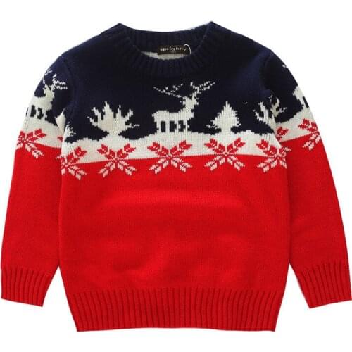 Double sweater 100% cotton Christmas deer pullover boys coat babys sweater gifts