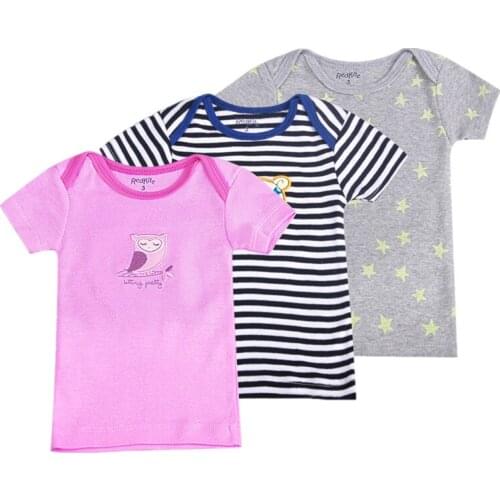 Retail 3pcs/lot 0-24 Months Summer Short-Sleeved T-shirt Baby Infant Cartoon Newborn Clothes for Boys Girls Cute Clothing