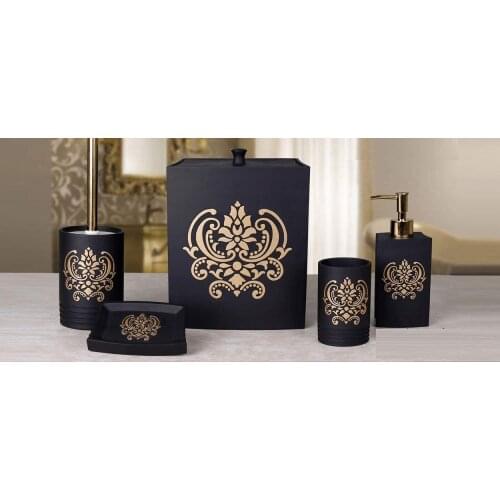 By Selim Loyal 5 Piece Polyester Bath Set Black